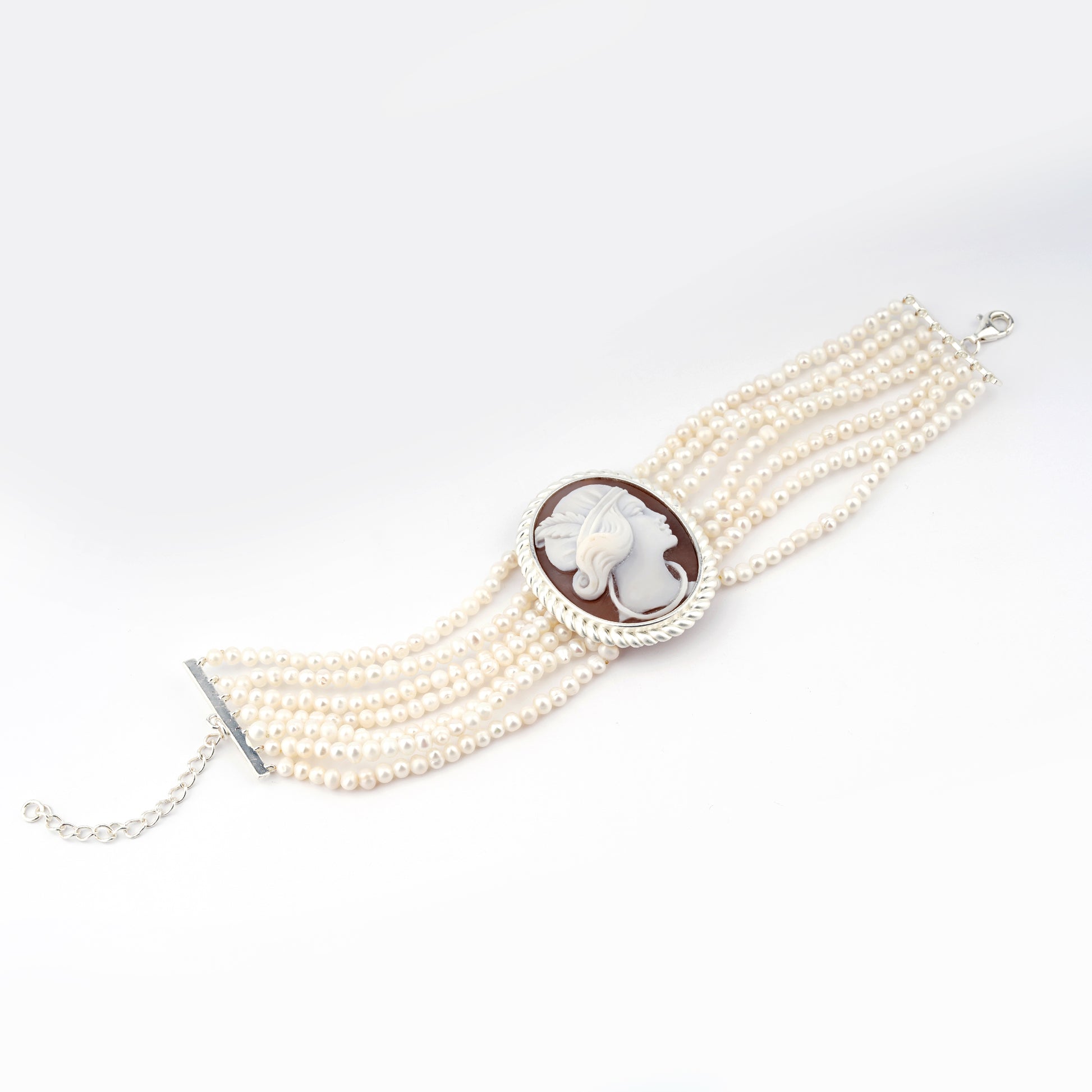 Bracciale-Cameo-Italiano-Raffaello-Cammeo-Profilo-Donna-Rodio-Nero