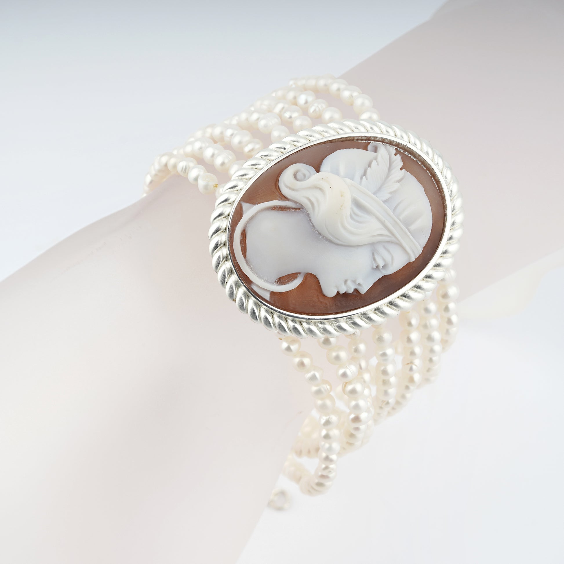 Bracciale-Cameo-Italiano-Raffaello-Cammeo-Profilo-Donna-Rodio-Nero