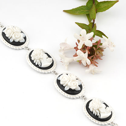 Bracciale-Cameo-Italiano-Raffaello-Cammeo-Profilo-Donna-Rodio-Bianco