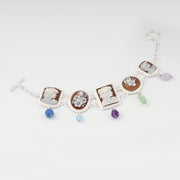 Bracciale-Cameo-Italiano-Raffaello-Cammeo-Profilo-Donna-con-Fiori-Rodio-Bianco