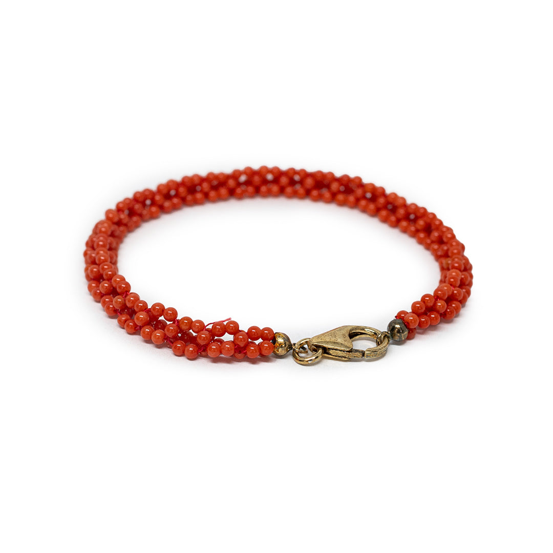 Red Coral Fabric Bracelet