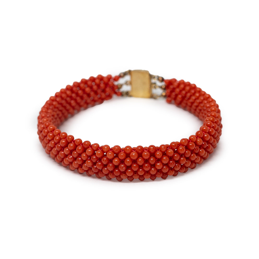 Red Coral Fabric Bracelet