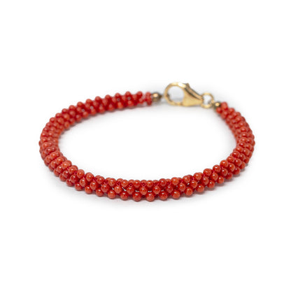 Red Coral Fabric Bracelet