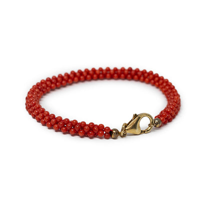 Red Coral Fabric Bracelet