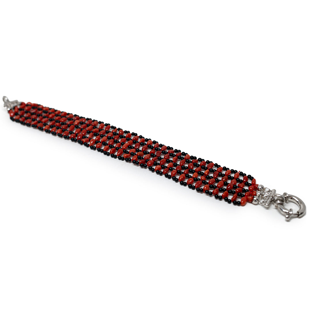 Bracciale-Tessito-Corallo-Rosso