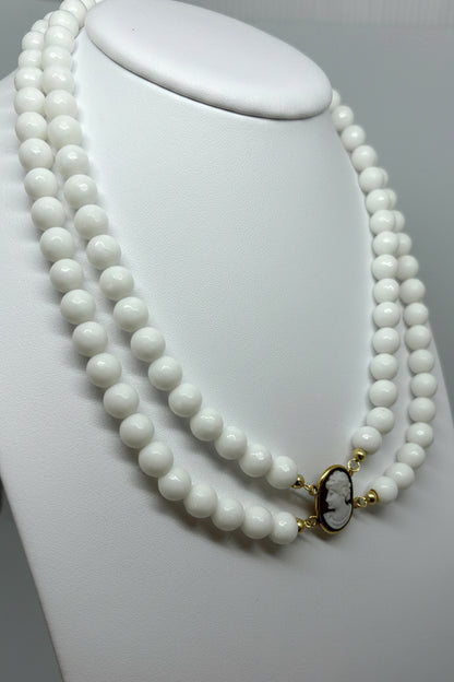 Collana in Agata e Cammeo incisione Volto di Donna