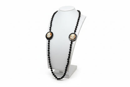 Collana in Agata e Cammeo incisione "Profilo di Donna"