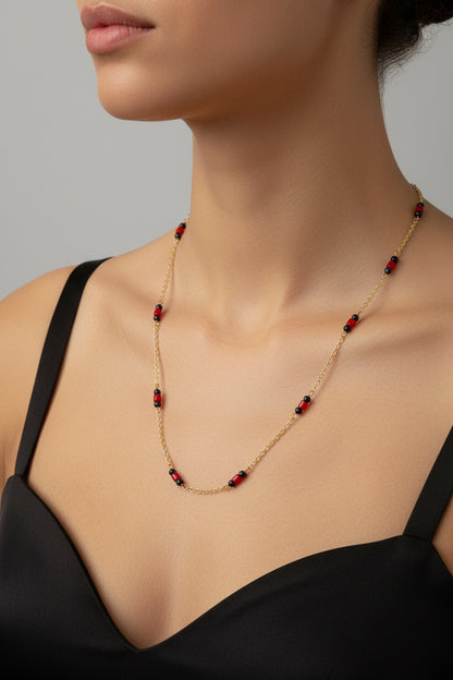 Collana in Argento, Corallo e Lapis