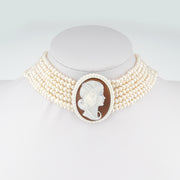 Collana-Cameo-Italiano-Raffaello-Cammeo-Profilo-Donna-Rodio-Bianco