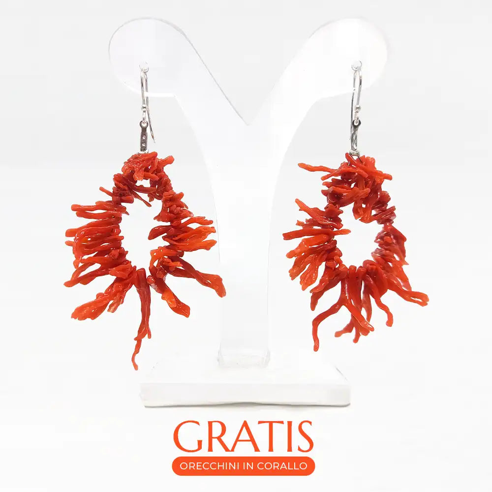 Collana Frange Corallo Rosso + Orecchini in Omaggio