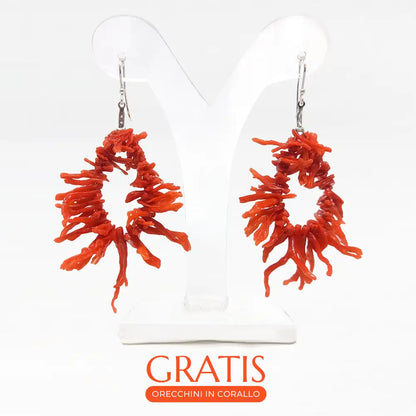 Red Coral Fringed Necklace + Free Earrings