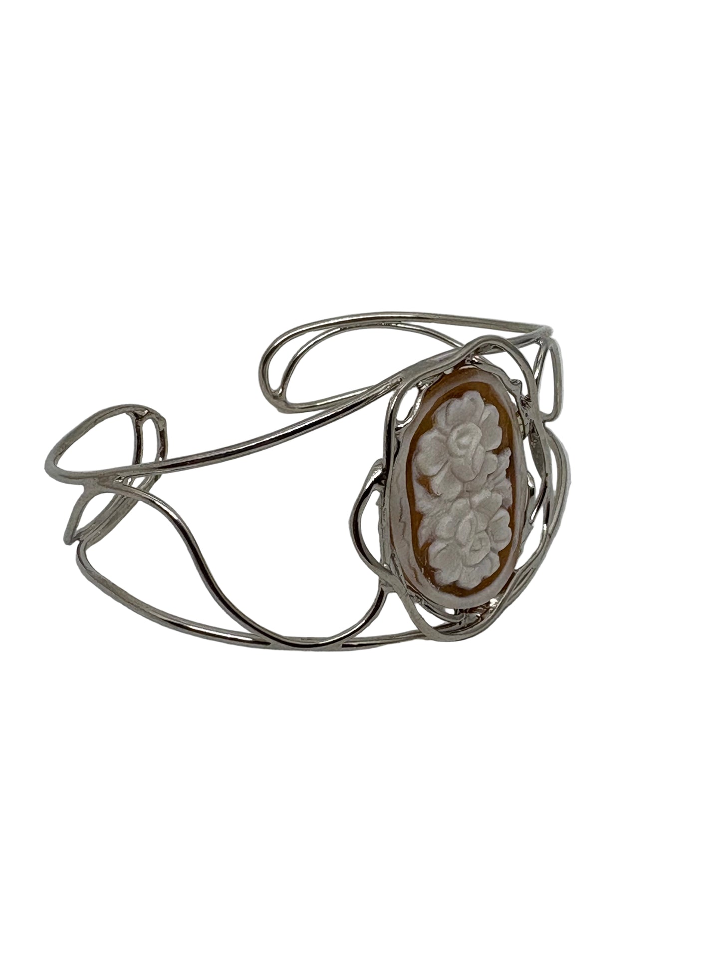 Bracciale in Cammeo Schiava incisione "Fiori"
