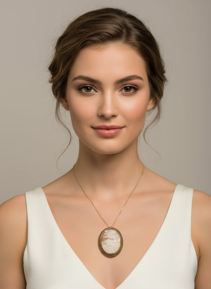 Spilla Pendente in Cammeo incisione "Paesaggio"