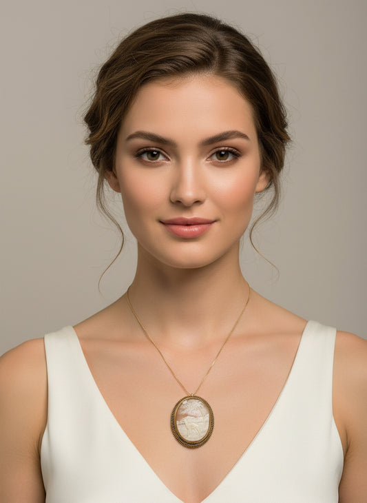 Spilla Pendente in Cammeo incisione "Paesaggio"