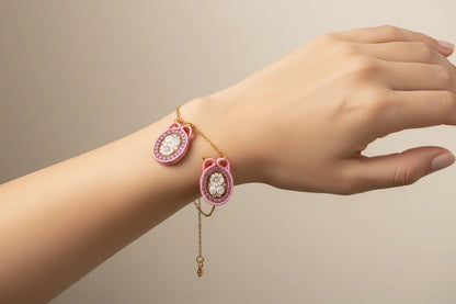 Soutache Bracelet with Cameo Flowers