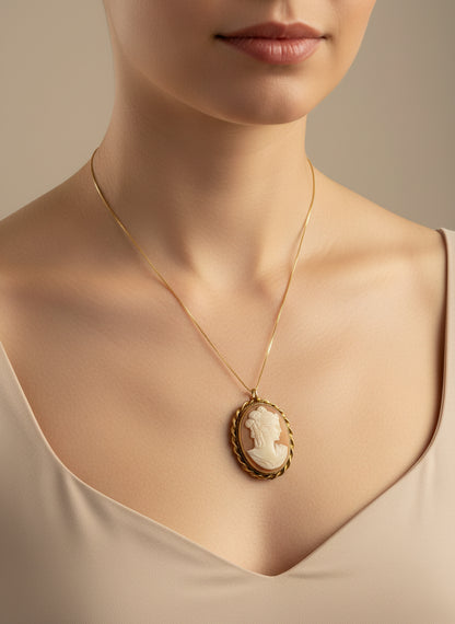 Spilla Pendente in Cammeo incisione "Profilo di Donna"