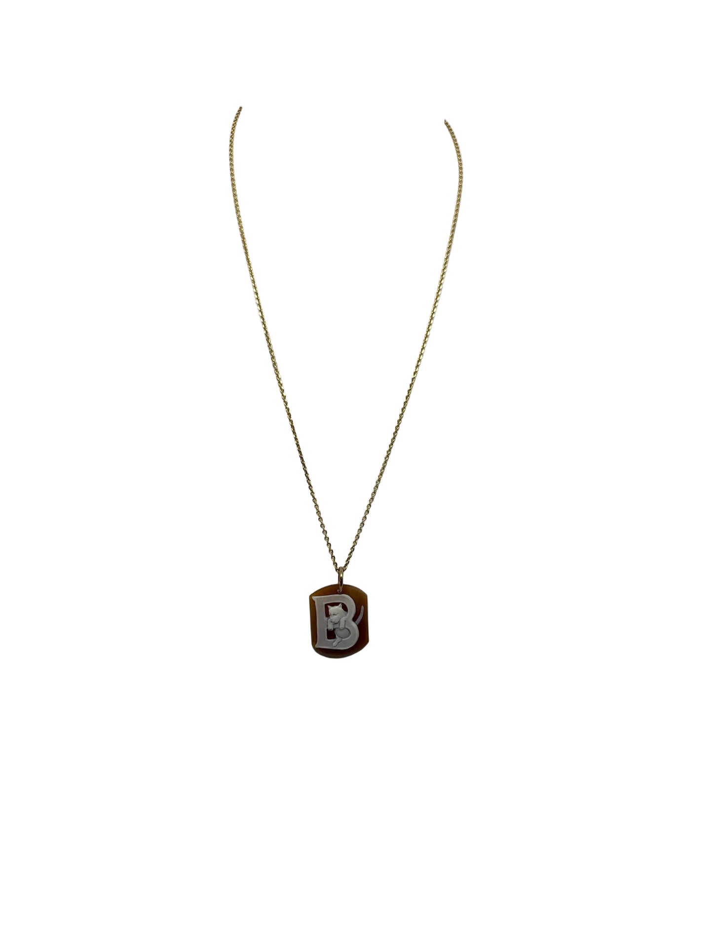 Pendente in Cammeo incisione "Lettera B"