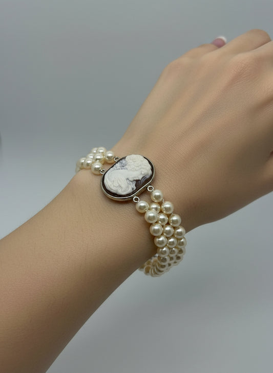 Bracciale in Cammeo Artistico incisione "Profilo di Donna"