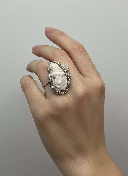 Anello in Cammeo incisione "Fiore"