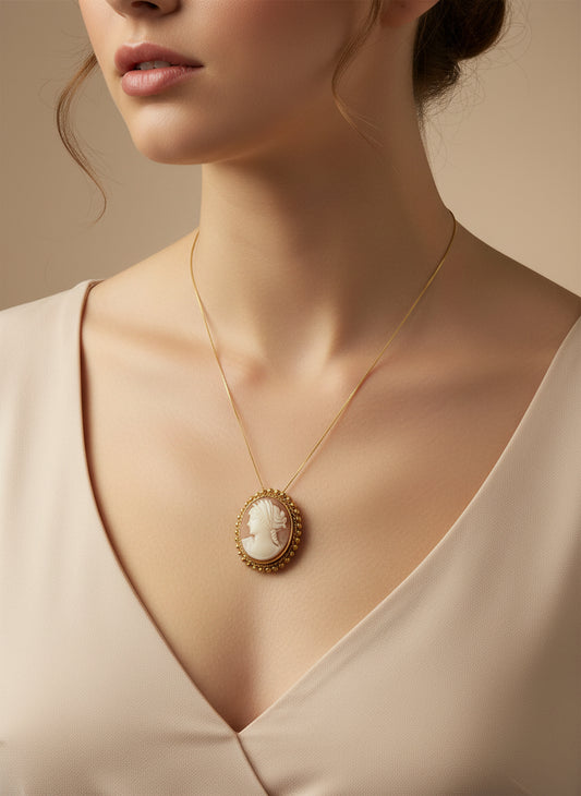 Spilla Pendente in Cammeo incisione "Profilo di Donna"