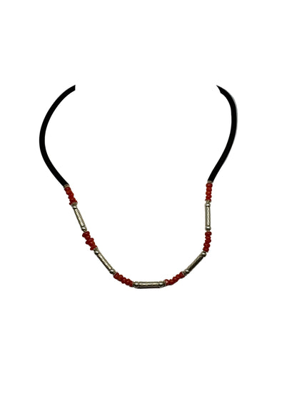 Collana in Corallo, Argento e Caucciù