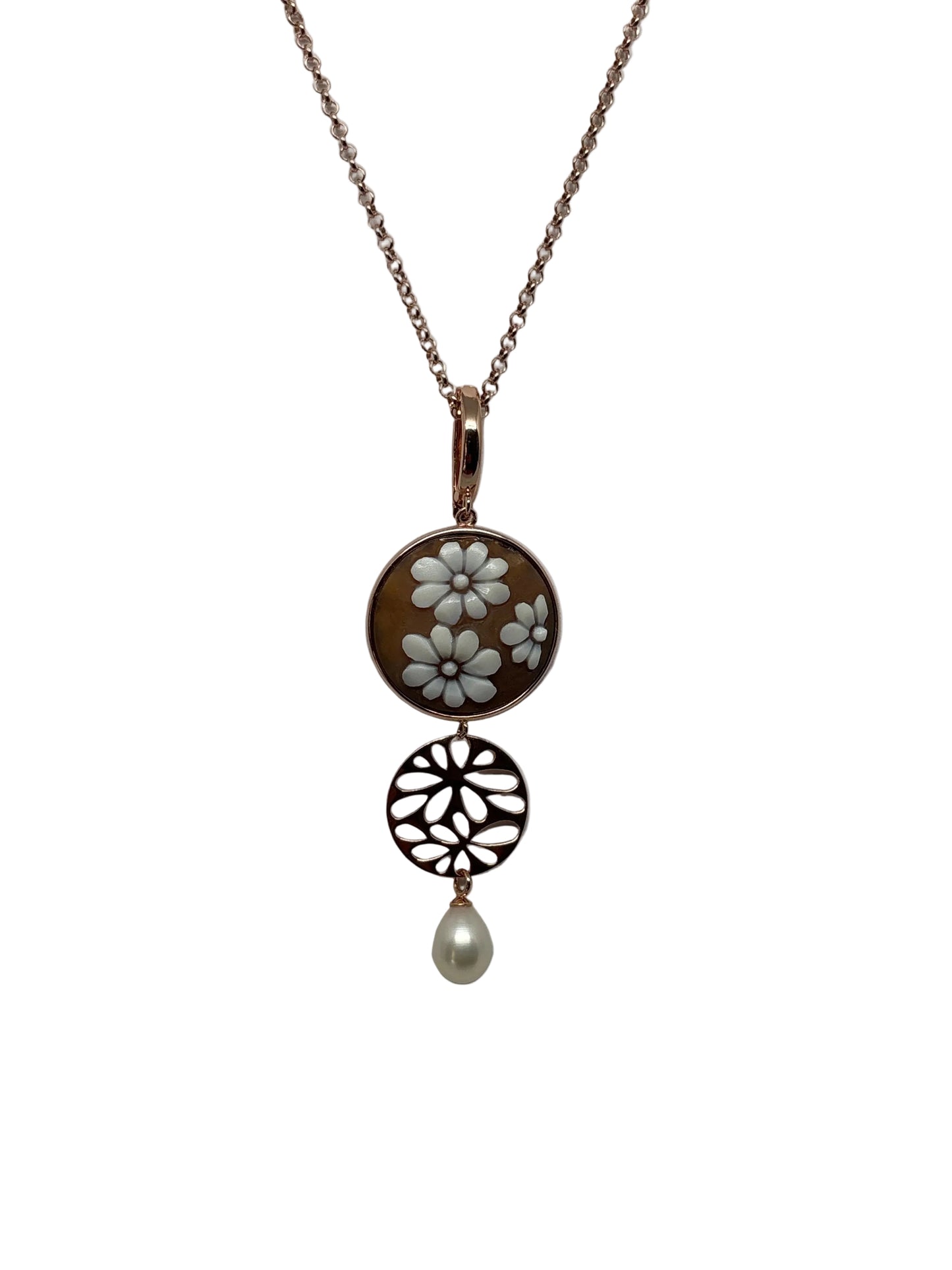 Pendente in Cammeo incisione "Fiori"