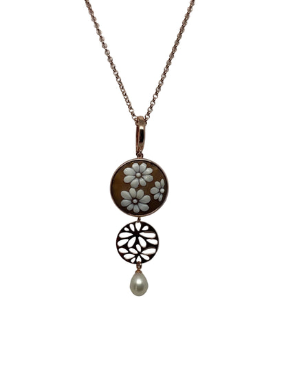 Pendente in Cammeo incisione "Fiori"
