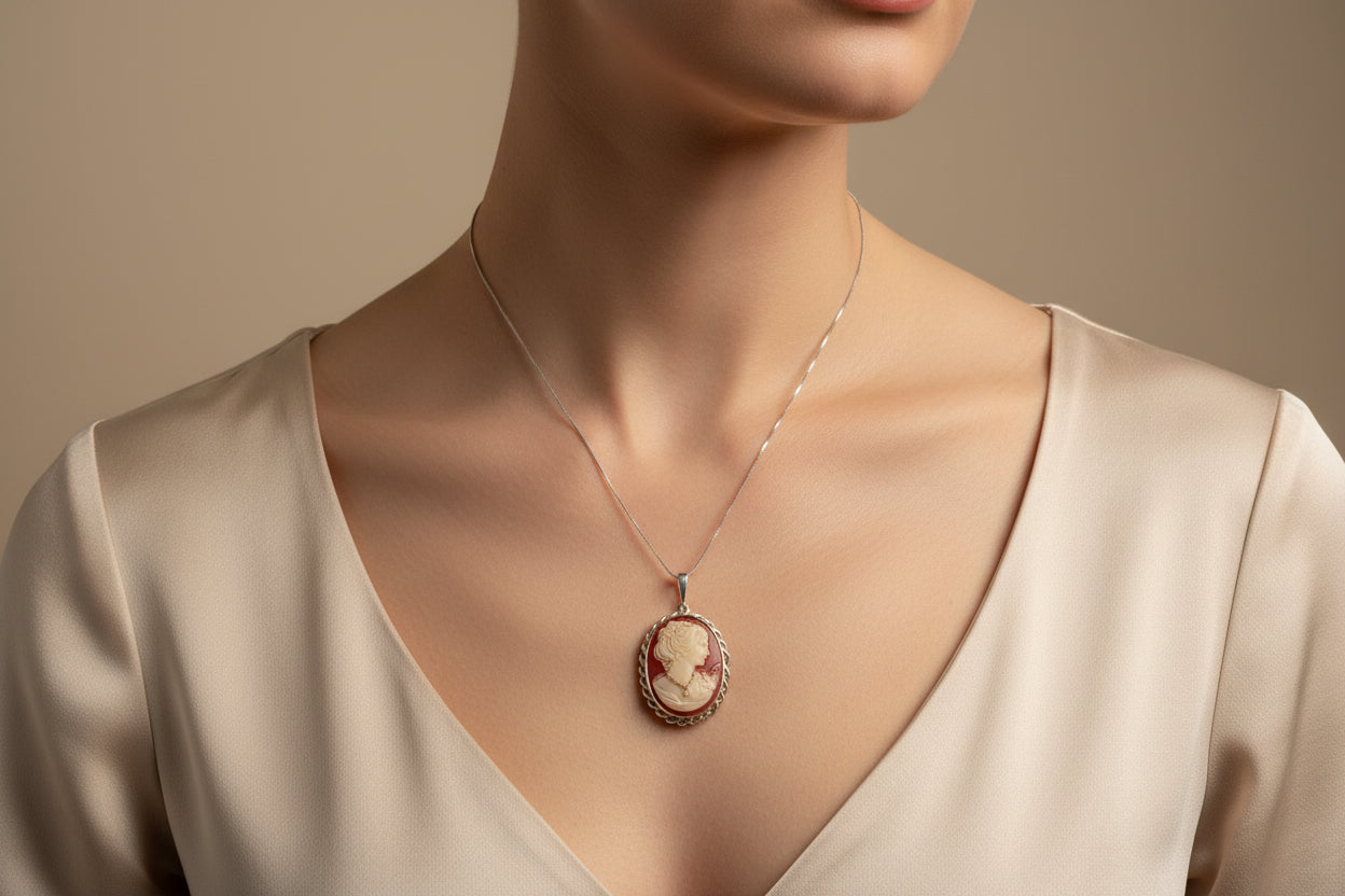 Pendente in Cammeo incisione "Profilo di Donna".
