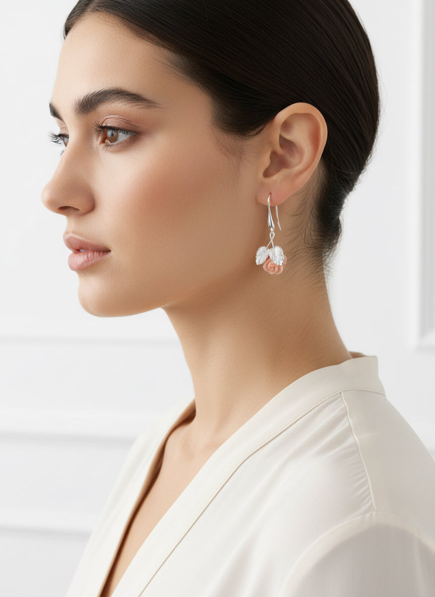 Orecchini in Corallo "Rosa Scolpita"