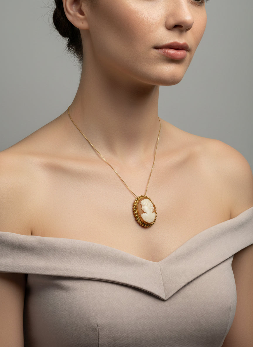 Spilla Pendente in Cammeo incisione "Profilo di Donna"