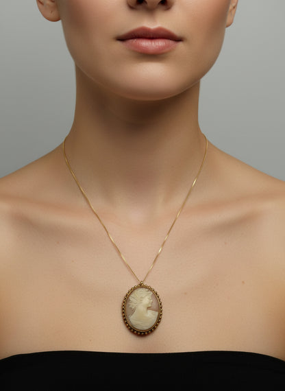 Spilla Pendente in Cammeo incisione "Profilo di Donna"