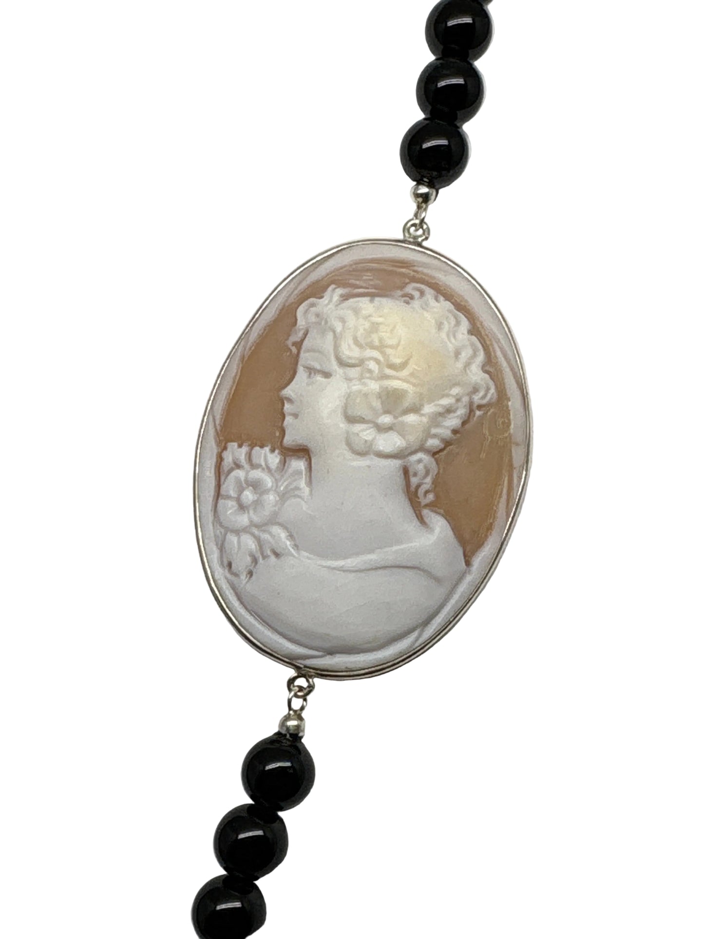 Collana in Agata e Cammeo incisione "Profilo di Donna"