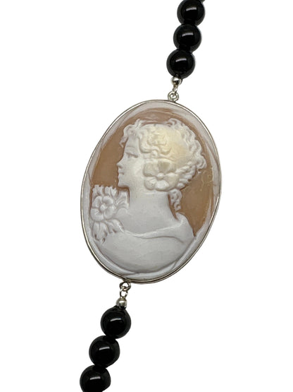 Collana in Agata e Cammeo incisione "Profilo di Donna"