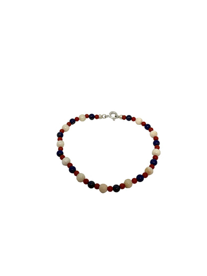 Bracciale in Corallo Argento e Lapis