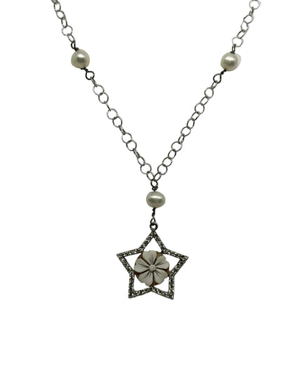 Collana Stella in Cammeo incisione "Fiore"