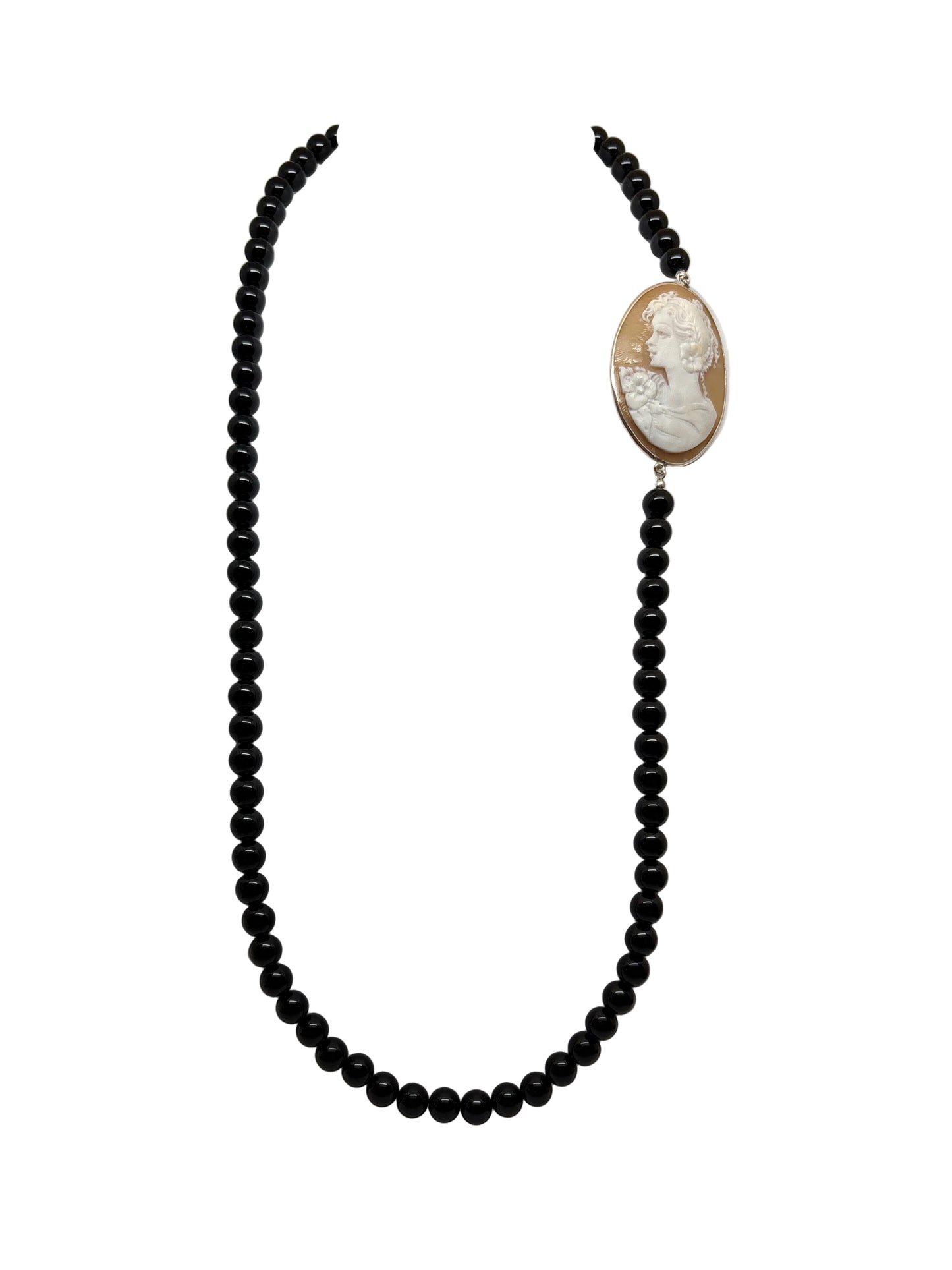 Collana in Agata e Cammeo incisione "Profilo di Donna"