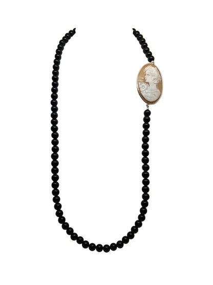 Collana in Agata e Cammeo incisione "Profilo di Donna"