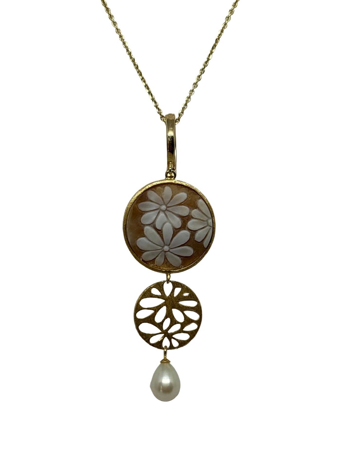 Pendente in Cammeo incisione "Fiori"