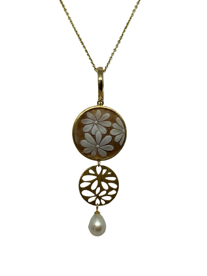 Pendente in Cammeo incisione "Fiori"