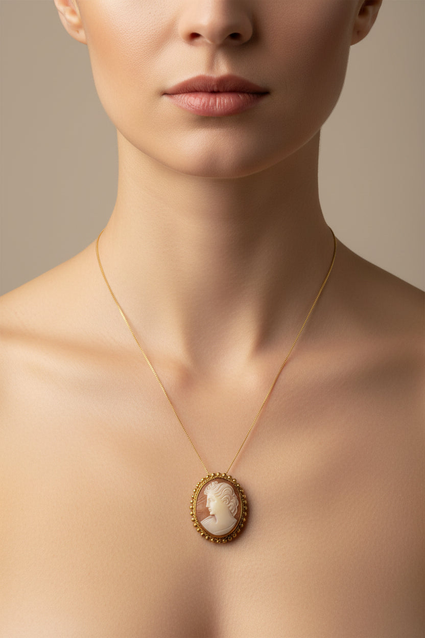 Spilla Pendente in Cammeo incisione "Profilo di Donna"