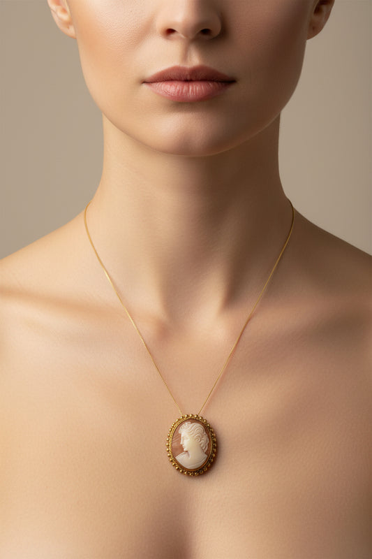 Spilla Pendente in Cammeo incisione "Profilo di Donna"