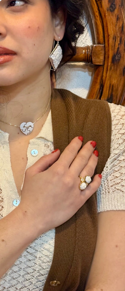 Collana in Cammeo incisione "Cuore Puzzle"