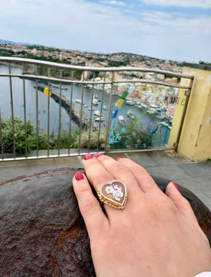 Anello in Cammeo incisione "Fiori"