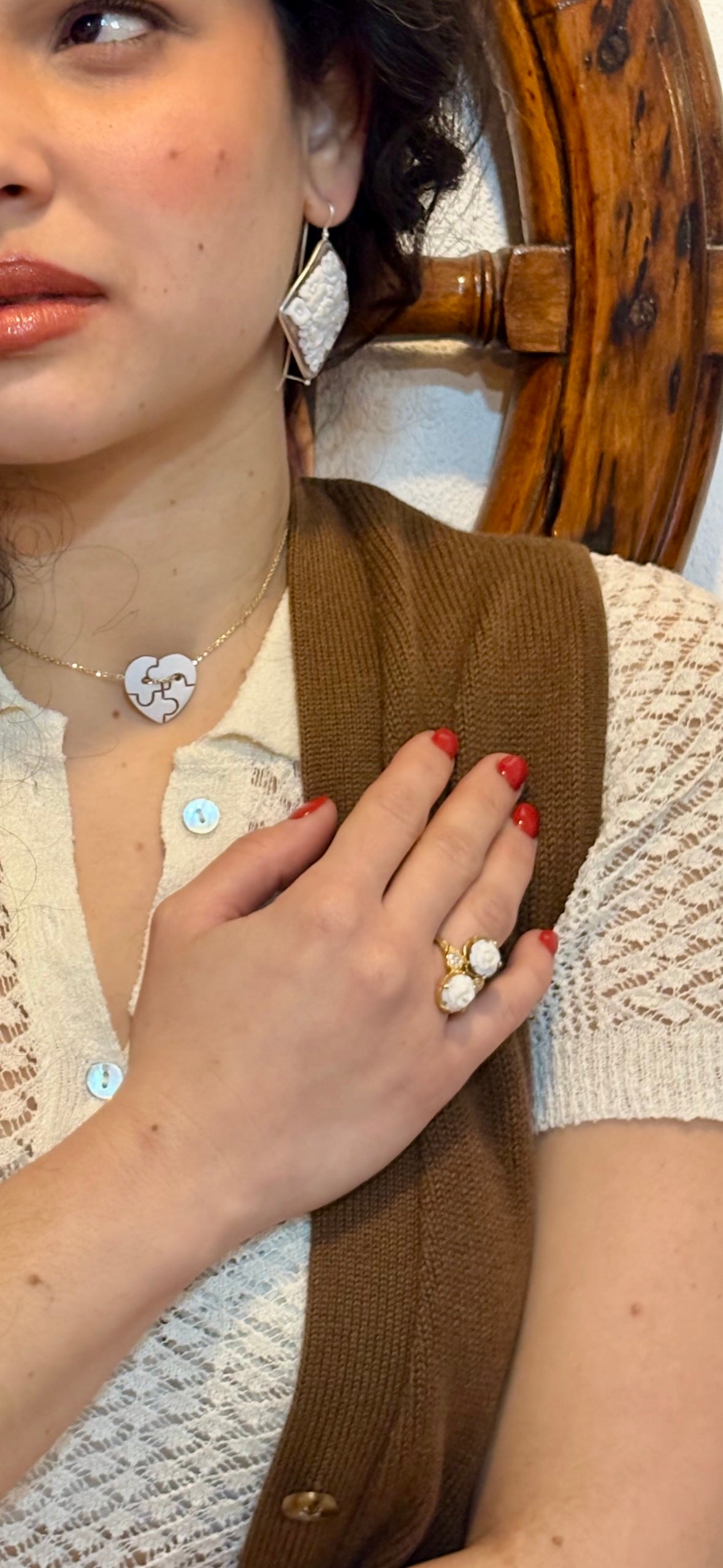 Anello in Cammeo incisione "Doppio Fiore "
