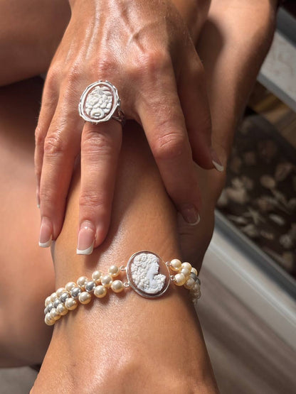 Anello in Cammeo Incisione Fiori