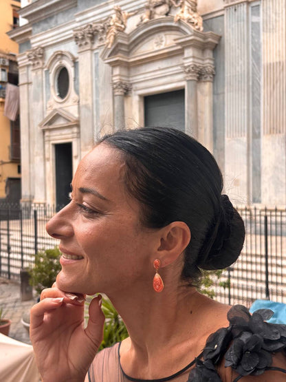 Orecchini in Cammeo Corallo e Oro