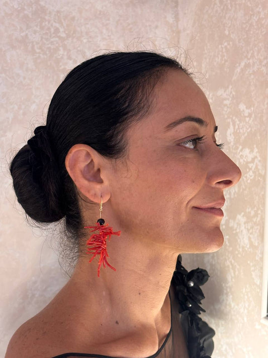 Orecchini in Frange di Corallo e Agata