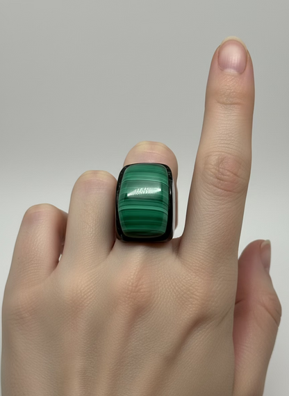 Anello in Ebano e Malachite