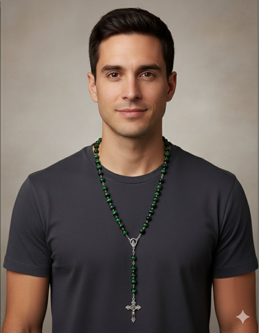 Rosario in Occhio di Tigre Verde