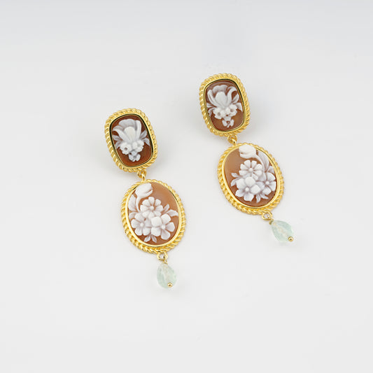 Orecchini-Cameo-Italiano-Raffaello-Cammeo-Bouquet-Oro